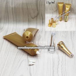 15g Gold Plastic Empty Squeezable Refillable Soft Tube Cosmetic Eye Cream Hose Container Acrylic Silver Black Lid