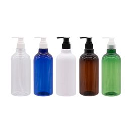 Coloured PET Containers With Black White Transparent Lotion Pump 500ml Refillable Plastic Shampoo Bottles Body Cream