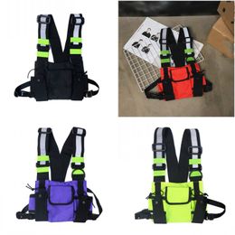 Hip Hop Bags Punk Style Vest Reflective Stripe Trend Fashion Accesories Adjustable Woman Man Backpack Waist Chest Packs 20bm K2