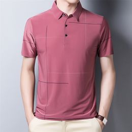 Ymwmhu Slim Striped Polo Shirt Breathable Short Sleeve Men Fashion Business Casual Large Size Polo Shirt Men Short Sleeve Tops 220312