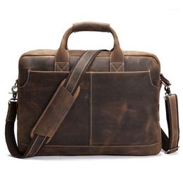 Briefcases Men's Vintage Crazy Horse Leather Handbag Shoulder Bag Cowhide Laptop Briefcase1