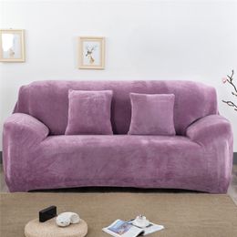 Winter Sectional Sofa Cover for Living Room Soft Warm Coral Fleece Elastic Stretch Slipcovers Couch Cover L Shape 1/2/3/4 Seats LJ201216