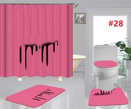 Tide Letters Toilet Seat Covers Bath Shower Curtains Set Non Slip Toilet Mats Fashion Bathroom Accessories Home Decor256r