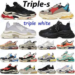 2022 with box casual shoes men women womens for triple S 1fw platform designer luxury paris tripler black sneakers white track clear INV