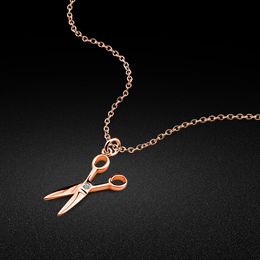 New girl 925 sterling silver necklace creative scissors pendant design rose gold necklace solid silver material does not fade Q0531