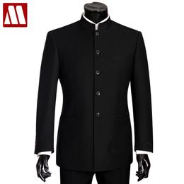 MYDBSH Brand Men Suits Big size Chinese Mandarin Collar Male Suit Slim Fit Blazer Wedding Terno Tuxedo 2 Pieces Jacket & Pant 201106