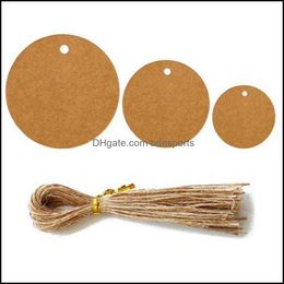 Greeting Cards Event & Party Supplies Festive Home Garden Blank Round Hang Tags Vintage Kraft Paper Tag Diy Bookmark Mes Small Product Label