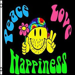 Peace Love and Happiness Flags 3x5FT Banners For Decoration Gift Double Stitching Indoor Or Outdoor Polyester Advertising Promotion