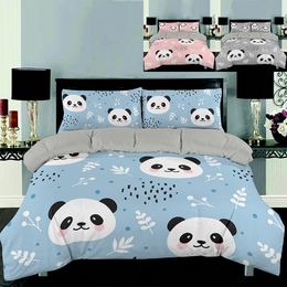 ZEIMON Cartoon Panda 3D Bedding Set Printed Cute Animal Duvet Cover Set Twin Full Queen King Size Bedspread For Girl Kids Gifts LJ201127