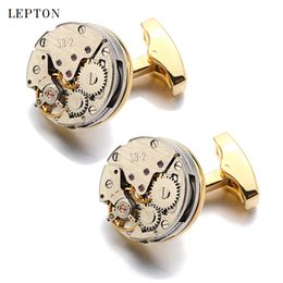 NonFunctional Watch Movement Cufflinks for men stainless steel Steampunk Gear Watch MechanismCuff links for Mens 201106319b