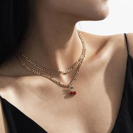 Pendant Necklaces Women Fruit Cherry Necklace Europe And America Retro Wild Gold Silver Hip Hop Fashion Jewelry1