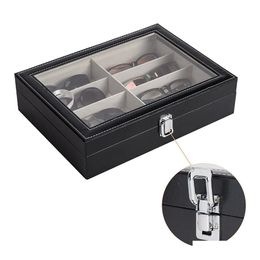 Eyeglass Sunglasses Storage Box With Window Imitation Leather Glasses Display Case Storage Organizer293K