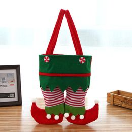 New Design 22*26cm Non Woven Fabric Christmas Elf Pants Stocking Candy Bag Kids X-mas Party Decoration Ornament Gift LX3801