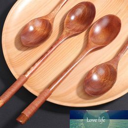 4 Pcs Wooden Spoons Long Handle Stirring Portable Eating Mixing Friendly Table Home Kitchen Utensils