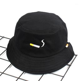 Cloches Cigarette Embroidery Bucket Hat For Men Women Hip Hop Fisherman Adult Panama Bob Summer Lovers Flat Harajuku Sunhats1