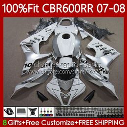 Injection mold Bodys For HONDA CBR 600F5 600 RR CC F5 07-08 Repsol silver Bodywork 70No.41 CBR-600 CBR600 RR CBR600RR 07 08 CBR600F5 CBR 600RR 600CC 2007 2008 OEM Fairing