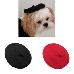 Dog Apparel Solid Color Red/Black Pet Hat Fashion Beret Cat Warm Cute Hood All- Headpiece Supplies C421