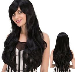 Long Side Bang Slightly Curled Heat Resistant Fibre Wig Womens Wig