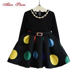 Alice children clothing autumn winter girl dress Long sleeve color dot dress for 3-7 Yrs old baby kids Y1 LJ200923