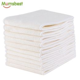 [Mumsbest] 10 Pcs 4 Layers Bamboo Insert Reusable Washable Breathable Inserts Boosters Liners For Baby Cloth Diapers Nappy 201119