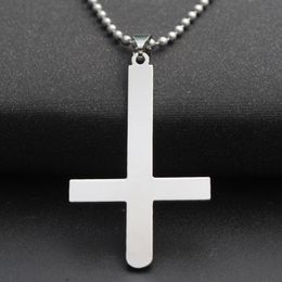 10pcs Stainless Steel Handstand Reverse Cross blessing Necklace simple Religion Christian Jesus Faith lucky Necklace Jewellery