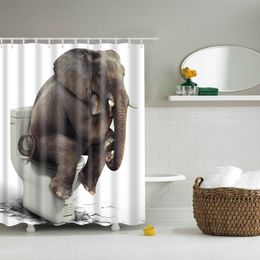 Cartoon Printed India Elephant Polyester Shower Curtain Waterproof 3D Home Bathroom Shower Curtains with12 Hooks High Quality T200711