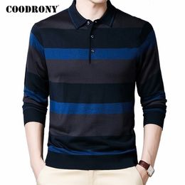 COODRONY Brand Sweater Men Autumn Winter Turn-down Collar Pullover Men Fashion Striped Casual Pull Homme Knitwear Clothing C1131 201124