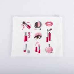 Custom Sublimation Blank Washable Canvas Portable Storage Travelling Heat Transfer Bag for Makeup Phone Case