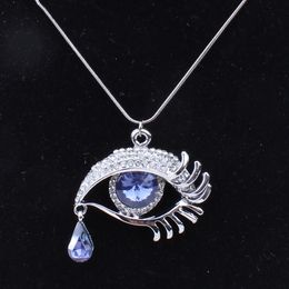 Choker Necklace For Women Women Wholesale Gems Blue Eyes Eyelash Tear Pendant Necklace