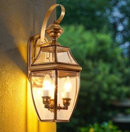 Copper Retro outdoor wall lamp vintage foyer corridor light waterproof balcony garden lighting fixtures E14 Lamp holder