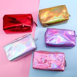 Waterproof Laser Colourful Portable Cosmetic Bags Women Neceser Make Up Bag PU Pouch Wash Toiletry Bag Travel Organiser Case