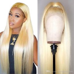 24inch #613 Lace Front 150% Virgin Remy Silky Baby Straight Top Quality Synthetic Heat Resistant Long Hair Light Blonde for Black Women Cosplay Wig