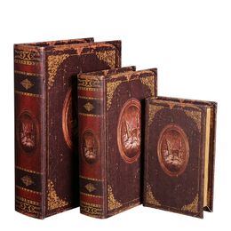 Vintage Wood Fake Books Antique Decoration Wood Modern Art Figurine Ornament Home Decoration Accessories Desktop Ornament T200703