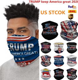 Trump Bandana Face Shield Mask Biden Seamless Magic Scarf Keep America Great Headbands Cycling Party Mask Headwear Neck Fwe798