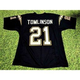 Mitch Custom Football Jersey Men Youth Women Vintage 21 LaDAINIAN TOMLINSON CUSTOM NAVY BLUE Rare High School Size S-6XL or any name and number jerseys
