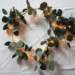 Ivy Eucalyptus leaves 1.8m garland fairy lights led string lights,garland wedding home decoration, mini led copper lights Y200603