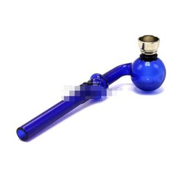 Glass Tobacco Smoking Cigarette Pipe 7 Colours Water Hookah Bong Portable Shisha Hand Spoon Pipes Tools With Metal