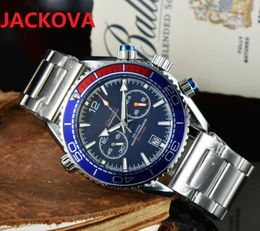 Top Relogio luxury full functional quartz stopwatch watch Men Stainless Steel Fashion First Choice Super Luminous Waterproof Sapphire Wristwatch