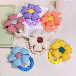 Girls Cute Colorful Cotton Big Flower Elastic Hair Bands Children Sweet Headband Hair Tie Lovely Hair Accessories