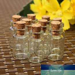 Wholesale- 10pcs/Set Mason Jar Small Glass Bottle Vials Glass Jars Cheap Cork Stopper Make Wish Small Glass Bottle Size 24x12mm ZH210