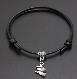 New Witch Charms Pendant Red Thread String Bracelet Lucky Black Coffee Handmade Rope Bracelet for Women Men Jewellery