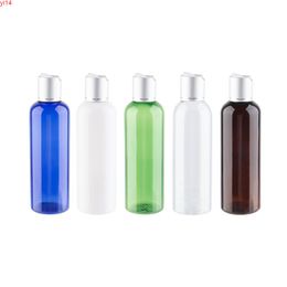 Transparent Amber Plastic Bottle With Silver Disc Cap 200ml PET Cosmetic Containers For Shower Gel Liquid Soap Facial Cleanserhigh qualtity