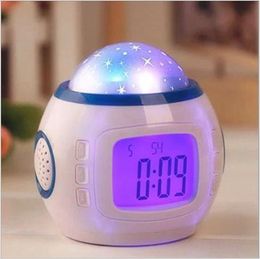 Originality Starry Sky Projection Clock Colourful Blue Screen Personality Digital Alarm Clock Music Lamps Home Decorate New Arrival 19xj F2