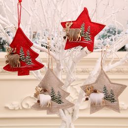 HOT Christmas cloth small pendant Christmas decoration elk pendant embroidery children's gift Christmas Tree Pendant T500361