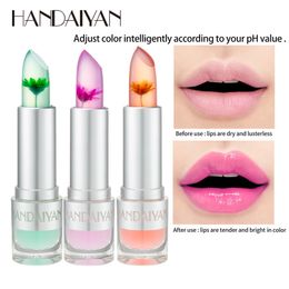 DHL free New Handaiyan Jelly Flower Lip Balm Changing Lipstick Color-Changing Lip Balm Moisturises Sweet Lips 8 Colours