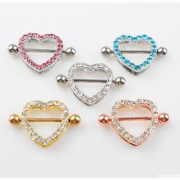 D0985 Colors Nice Stone Heart Style Nipple Ring Piercing Jewelry 20 Pcs Pink Color Stone Drop Piercing Body Jewelry Shipping 7rttk