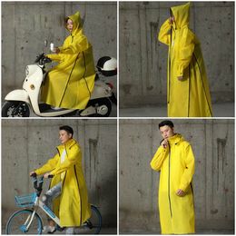EVA Raincoat Ladies Men Zip Hooded Poncho Motorcycle Bike Raincoat Long Style Raincoat 201015279M