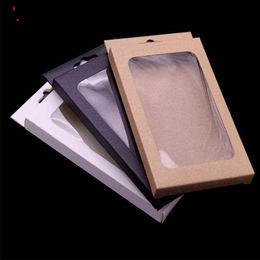 Black Kraft Paper Box With PVC Window For Mobile Phone Case Universal Phone Box Retail Phone Case Packaging Box H1231