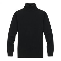 Brother Wang Brand Men's Casual Pullovers Sweater Classic Style Fashion Slim Business Turtleneck Sweater Male black white 201203