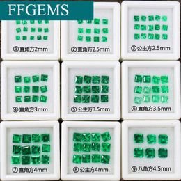 Cluster Rings High Quality VVS Small Square Lab Created Emerald Certificate Green Loose Gemstone 1PC For DIY Silver Gold Jewelry 1